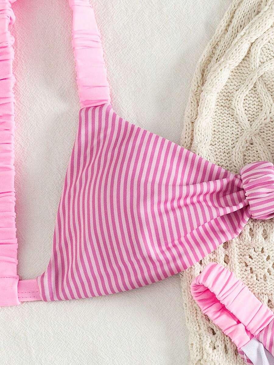 SWIM MOD RÓŻOWY STRÓJ KĄPIELOWY DWUCZĘŚCIOWY PASKI S09__XL