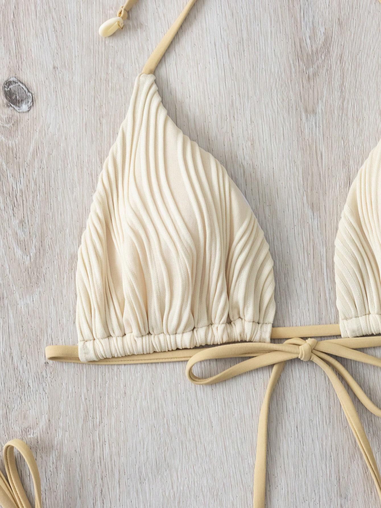 SHEIN BEŻOWY DWUCZĘŚCIOWY STRÓJ KĄPIELOWY S09__XS