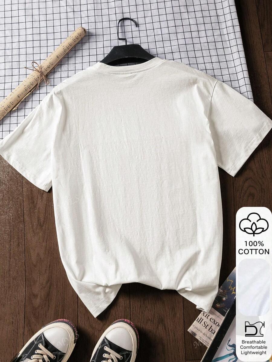 SHEIN BIAŁY T-SHIRT NADRUK PK01__L