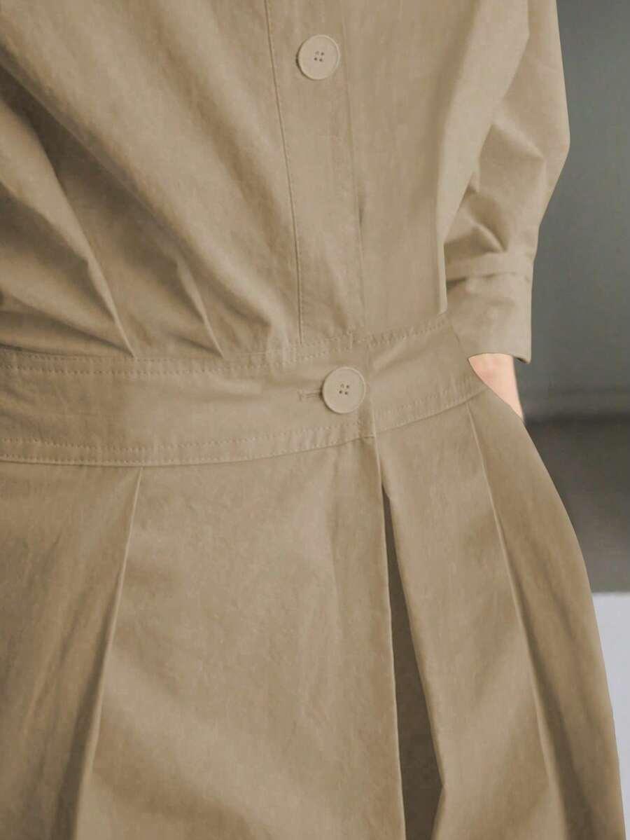 SHEIN BEŻOWA MAXI SUKIENKA KOSZULOWA S06__XL