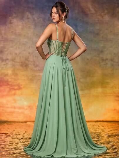 SHEIN ZIELONA MAXI SUKIENKA S09__M