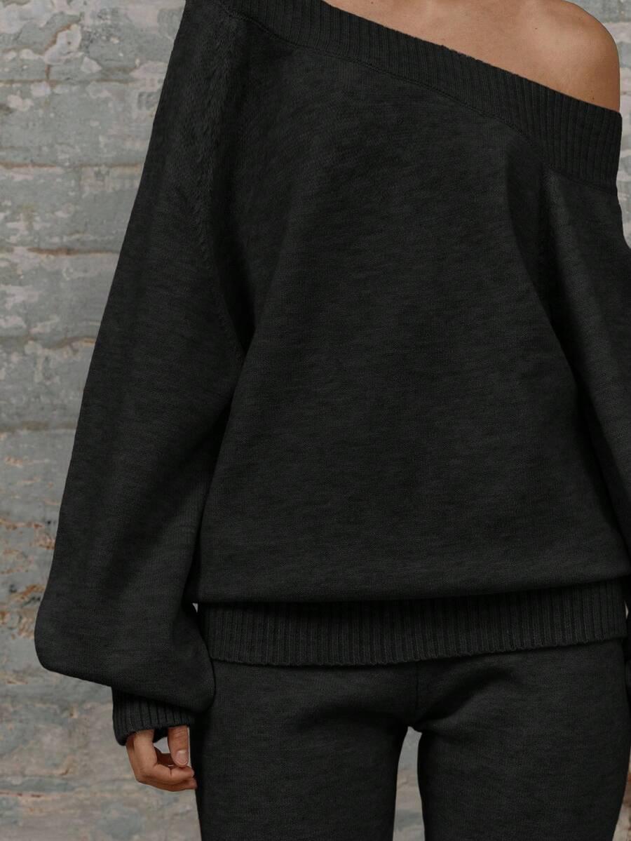 MUSERA CZARNY SWETER ASYMETRYCZNY DEKOLT S06__XS
