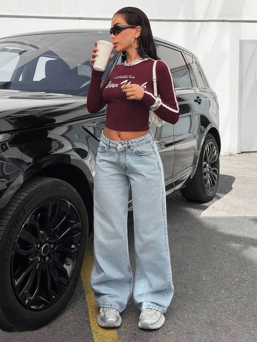 EURMUSE NIEBIESKIE SPODNIE JEANS PROSTA NOGAWKA S06__M