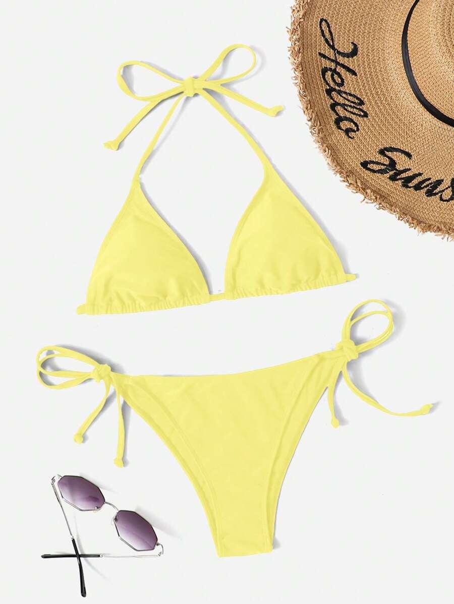 SHEIN ŻÓŁTY DWUCZĘŚCIOWY STRÓJ KĄPIELOWY S09__M