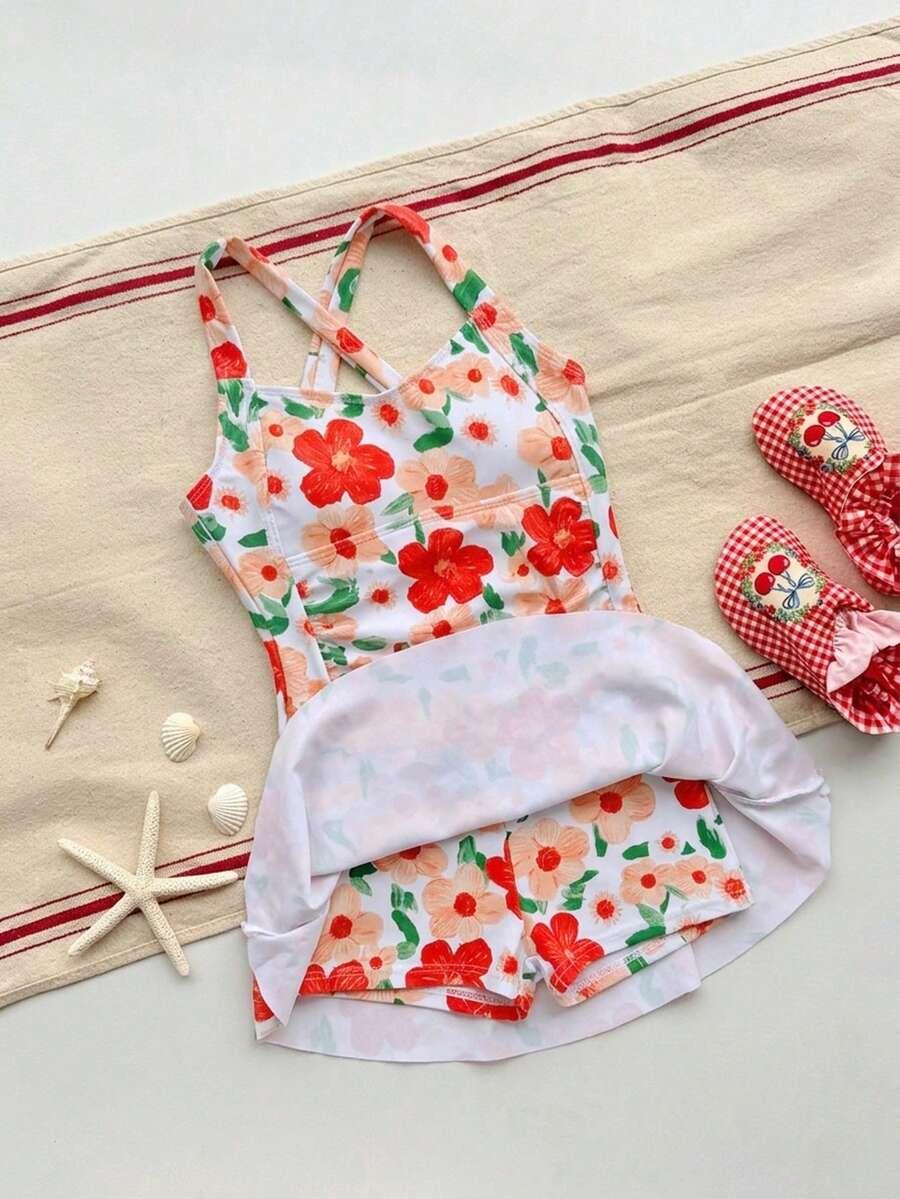 DAZY KIDS JEDNOCZĘŚCIOWY STRÓJ KĄPIELOWY KWIATY S09__128-134