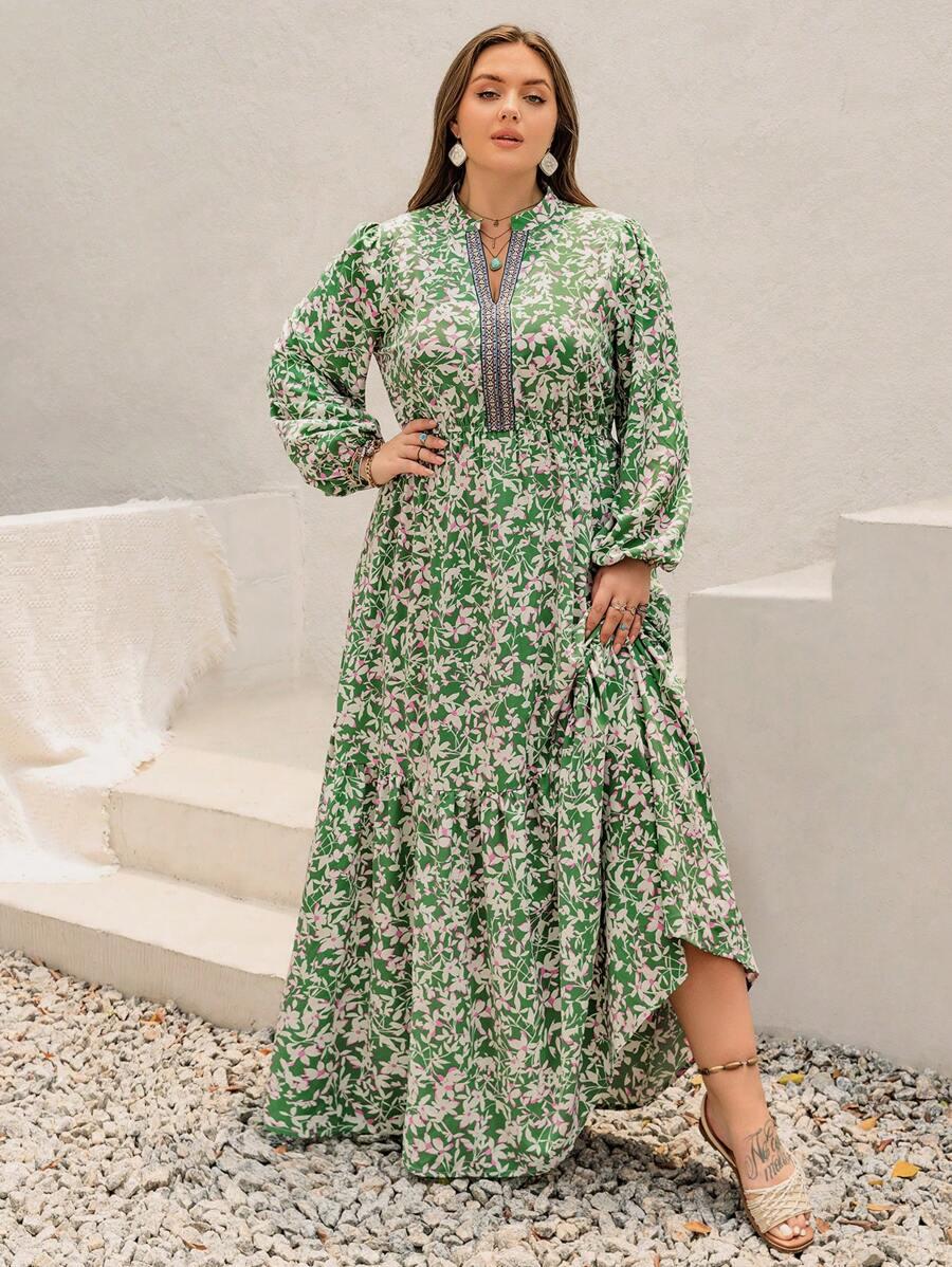 RUSTTYDUSTTY MAXI SUKIENKA V-NECK KWIATY S09__XXL