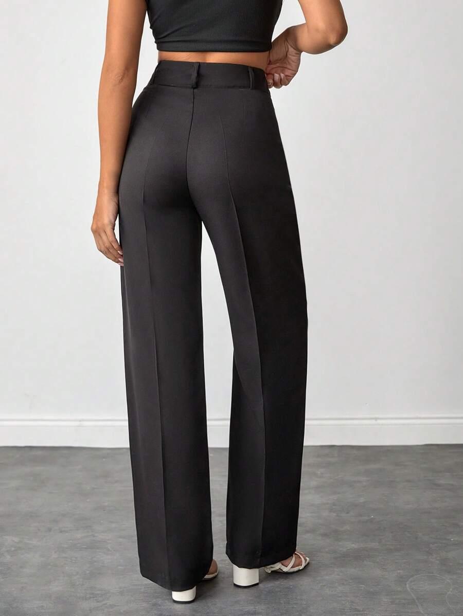 SHEIN CZARNE SPODNIE WYSOKI STAN S06__S