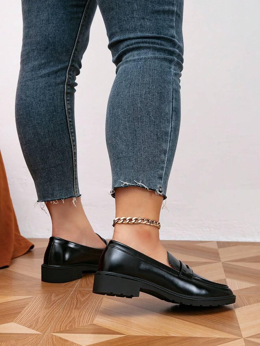 SHEIN CZARNE MOKASYNY IMITACJA SKÓRY S06__42