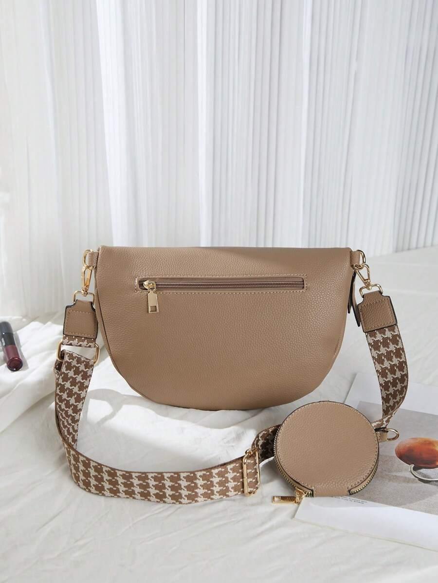 SHEIN BRĄZOWA TOREBKA NERKA S07__30X10X19CM