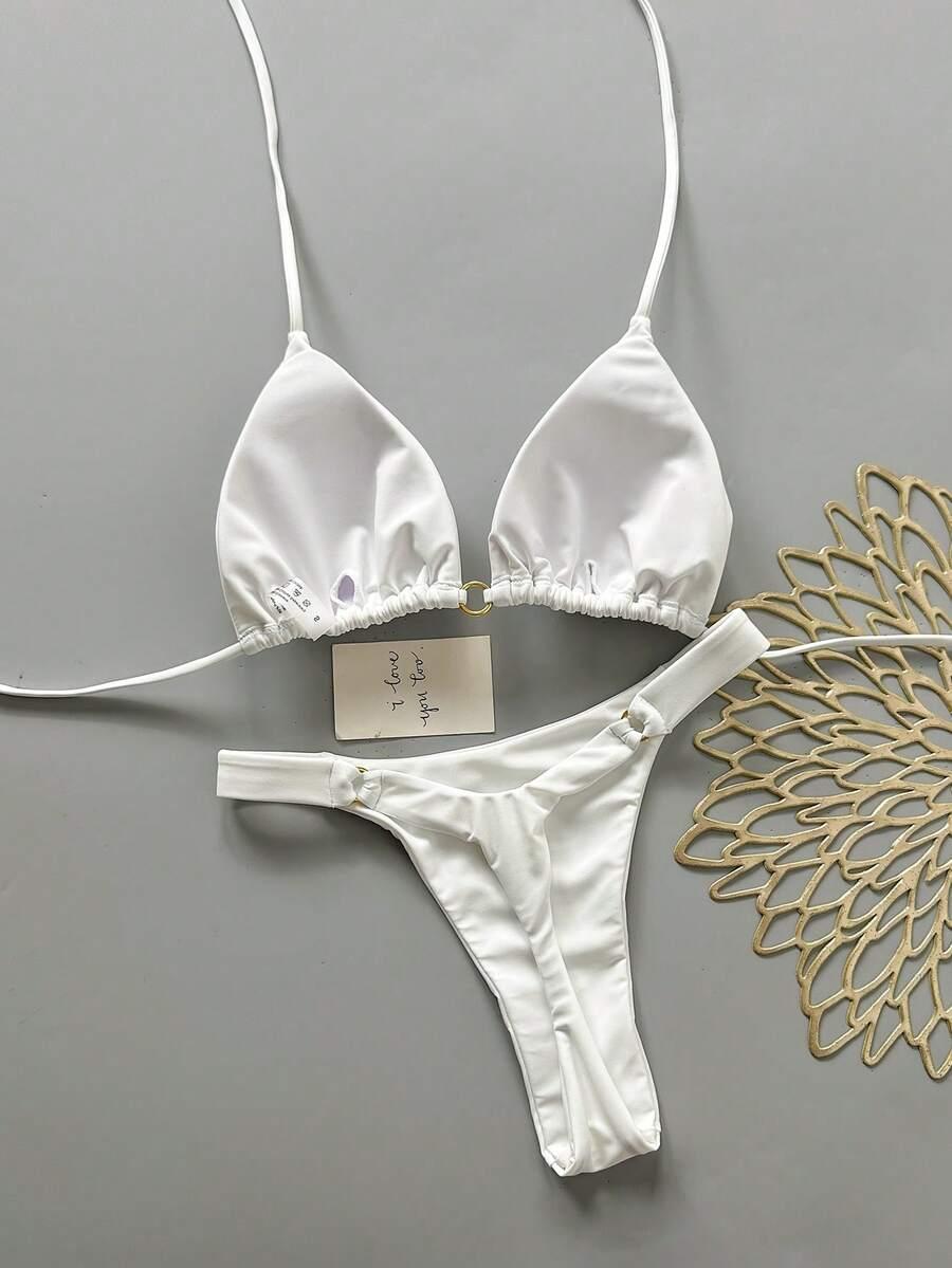SHEIN BIAŁY DWUCZĘŚCIOWY STRÓJ KĄPIELOWY S09__XS