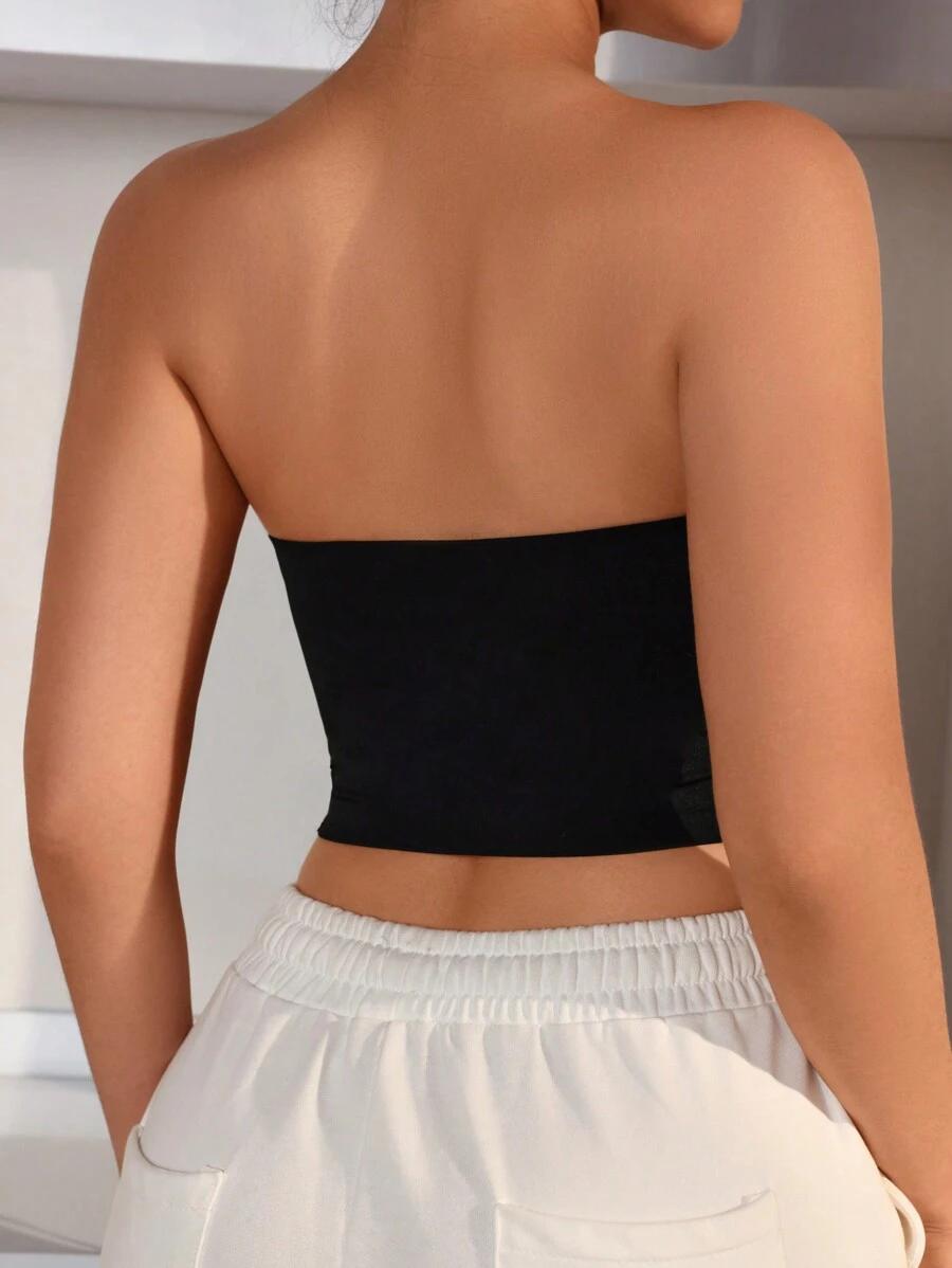 SHEIN CZARNY BEZSZWOWY TOP S06__M