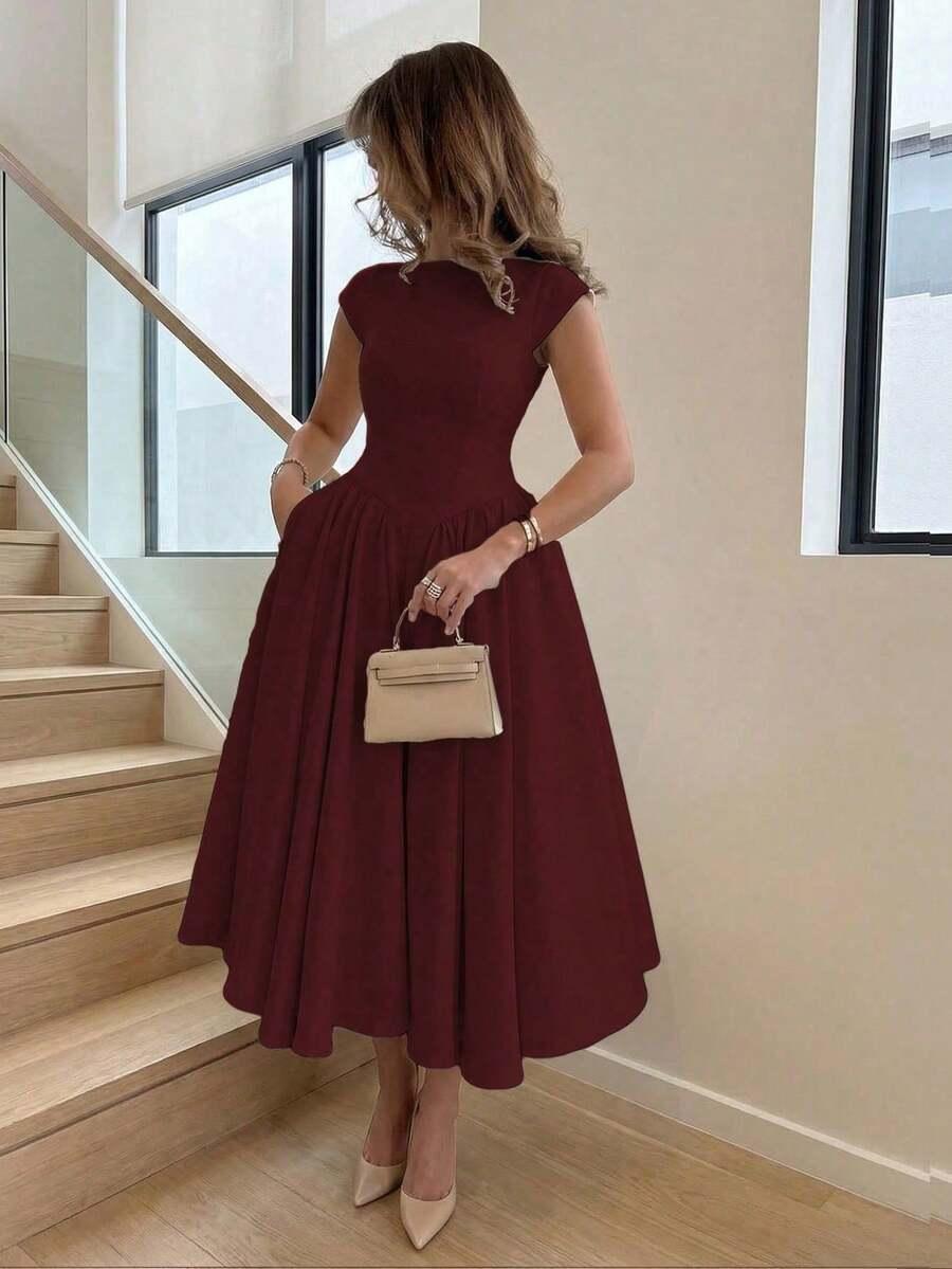SHEIN BORDOWA SUKIENKA DO POŁOWY ŁYDKI S06__M