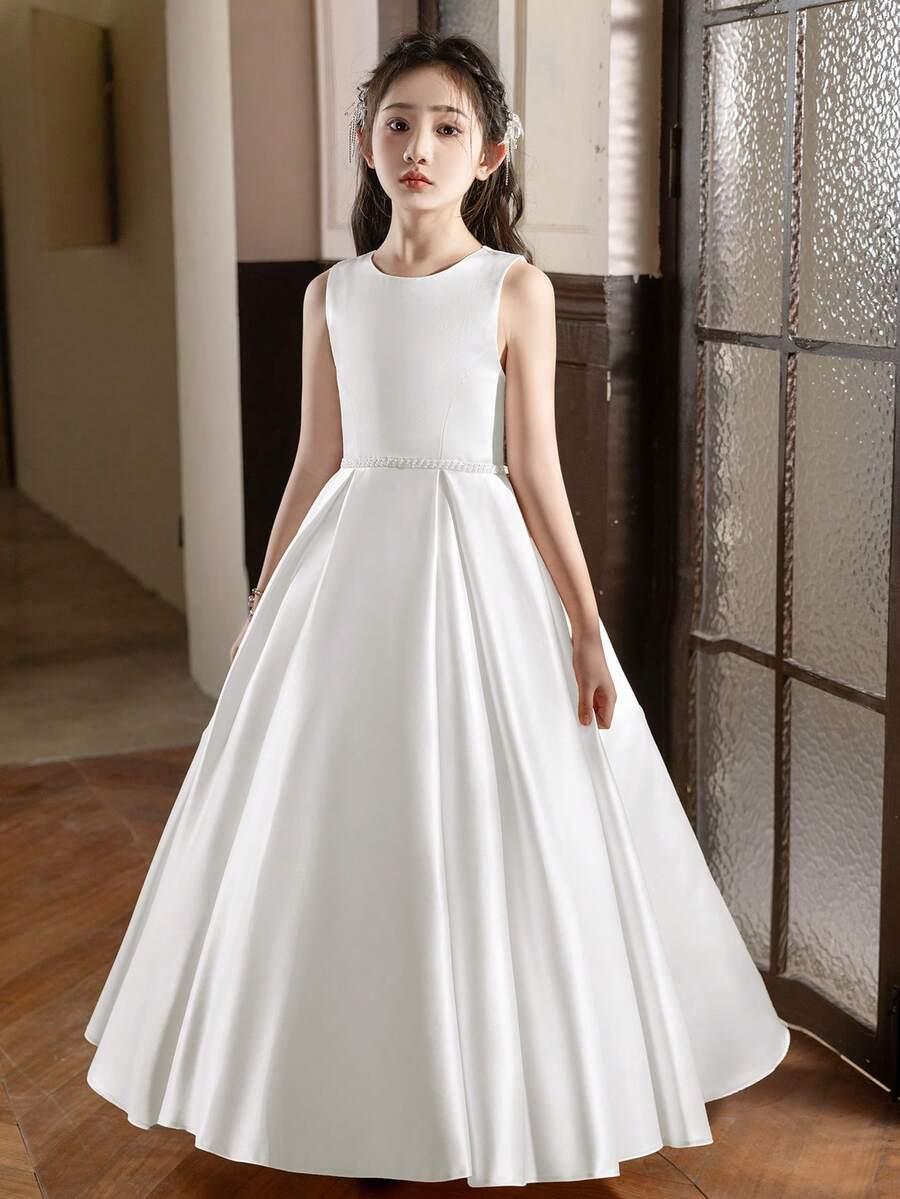 SHEIN BIAŁA SUKIENKA KOKARDA S06__134-140