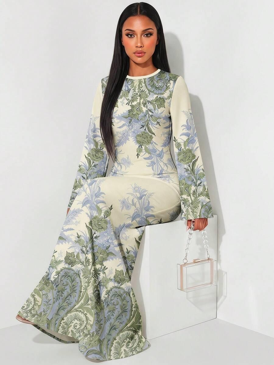 VEILORIE MAXI SUKIENKA PRINT KWIATY S06__XL