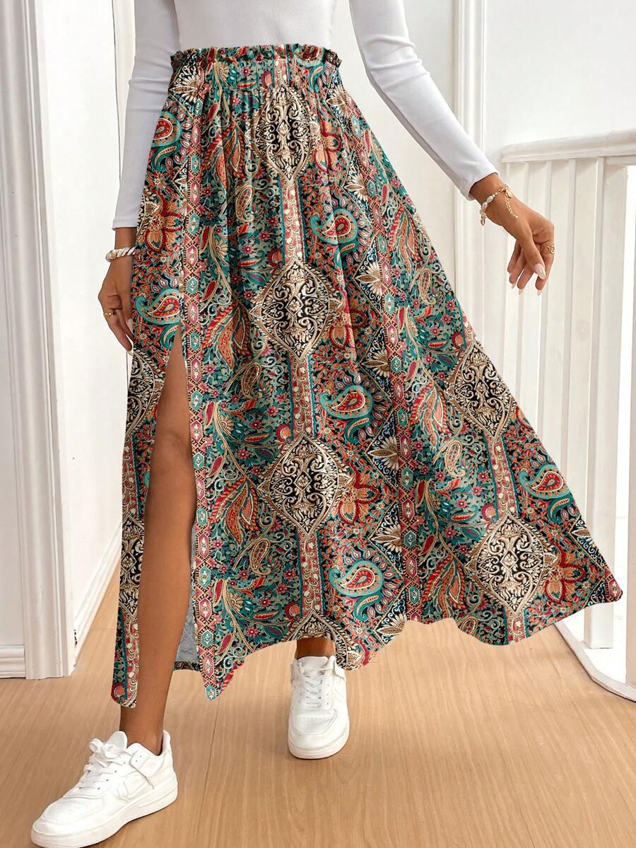 SHEIN KOLOROWA MIDI SPÓDNICA S09__S