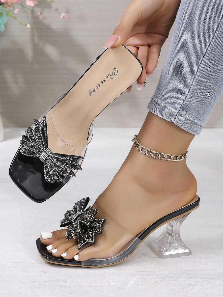 SHEIN CZARNE KLAPKI ZDOBIENIE S06__40