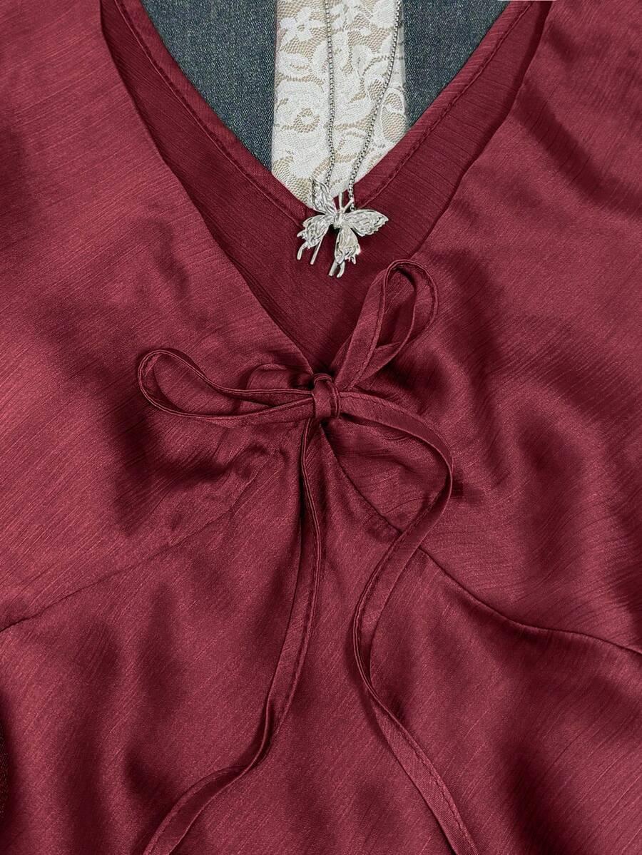 SHEIN CZERWONA BLUZKA WIĄZANIE S06__XL