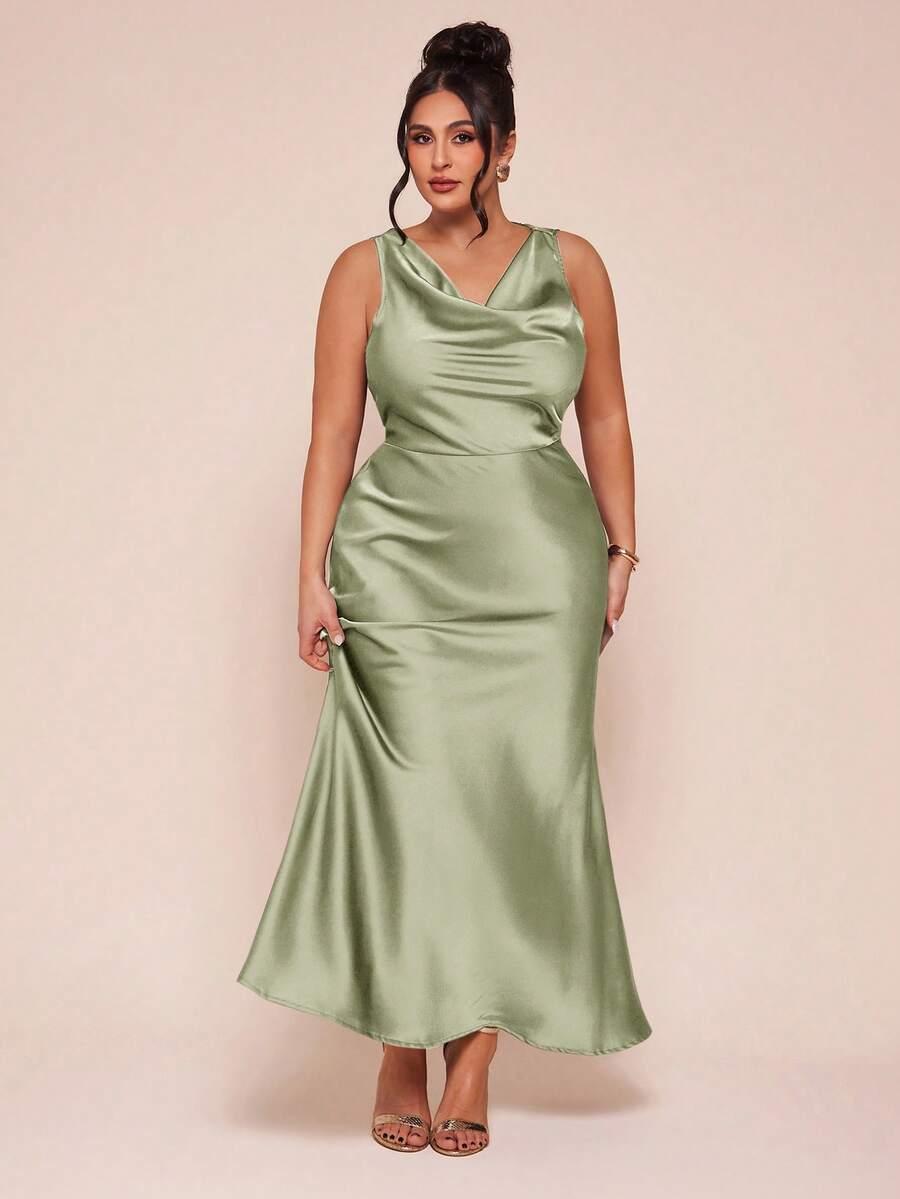 SHEIN SATYNOWA ZIELONA SUKIENKA S06__46