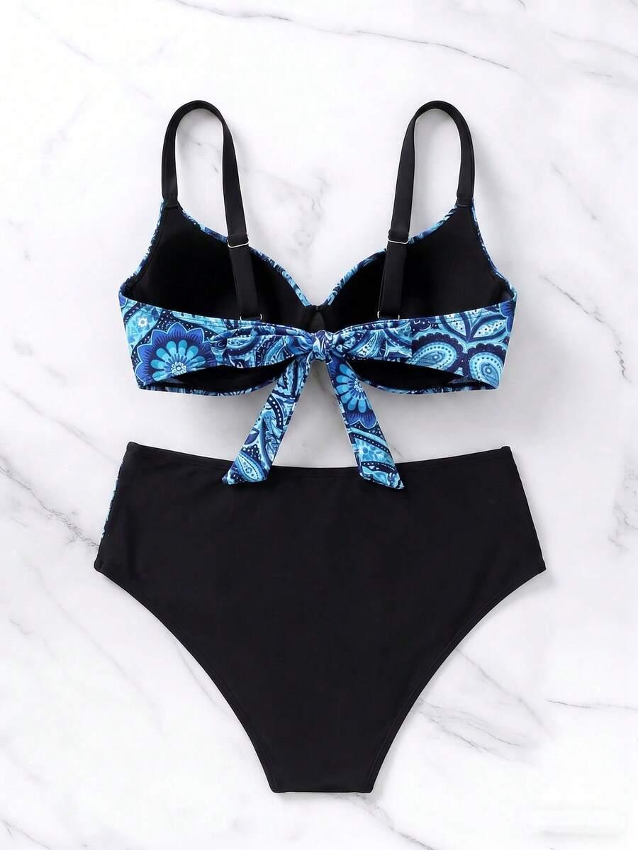 SHEIN DWUCZĘŚCIOWY STRÓJ KĄPIELOWY PRINT S09__L