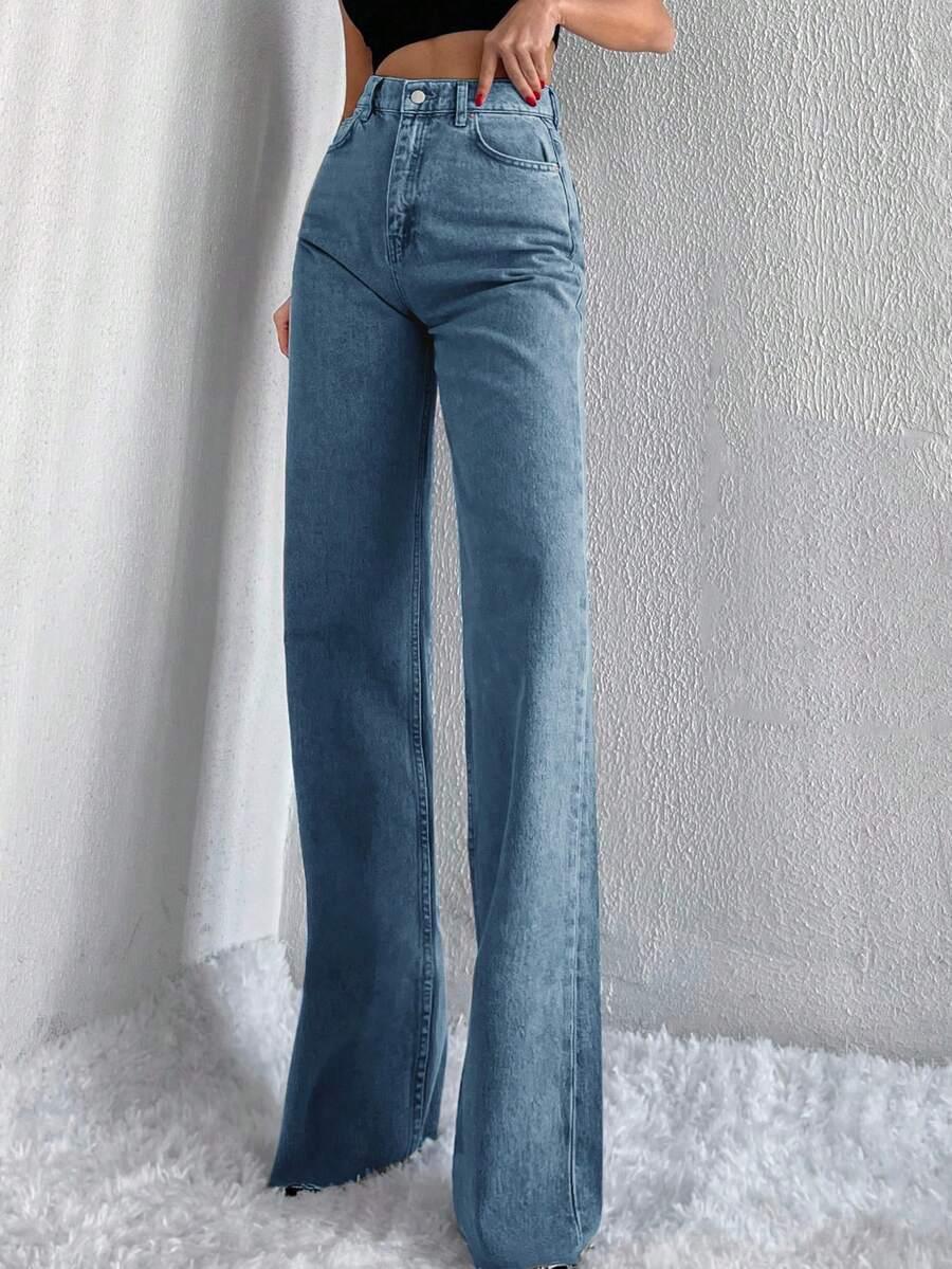 SHEIN NIEBISKIE SPODNIE JEANS WYSOKI STAN PK01__S