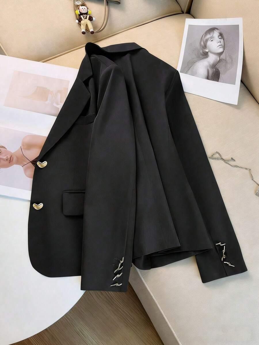 SHEIN CZARNA MARYNARKA GUZIKI S06__XL