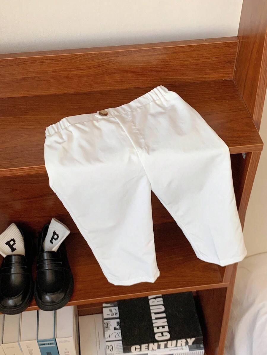 SHEIN BIAŁE MATERIAŁOWE SPODNIE S06__80-86
