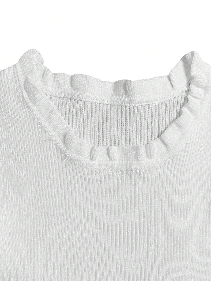 SHEIN BIAŁY KLASYCZNY TOP FALBANA PK01__S