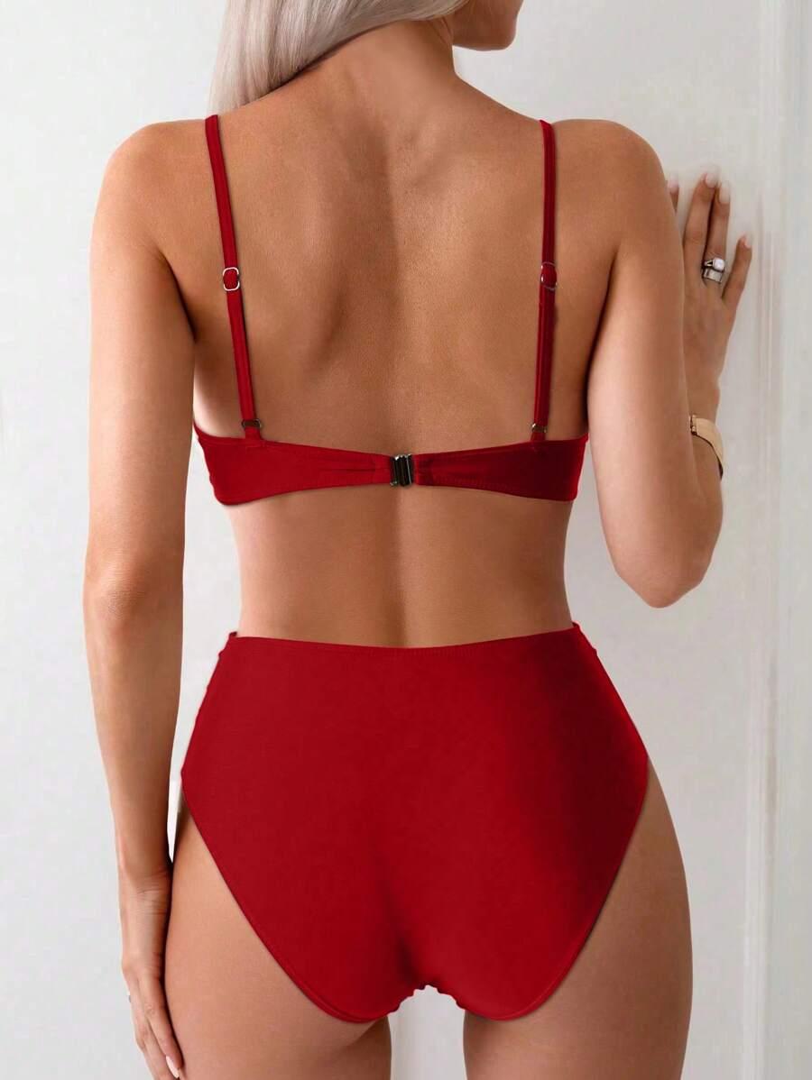 SHEIN CZERWONY DWUCZĘŚCIOWY STRÓJ KĄPIELOWY S09__XL