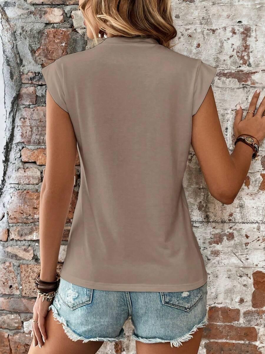 EMERY ROSE BEŻOWY TOP BEZ RĘKAWÓW NADRUK PK01__S