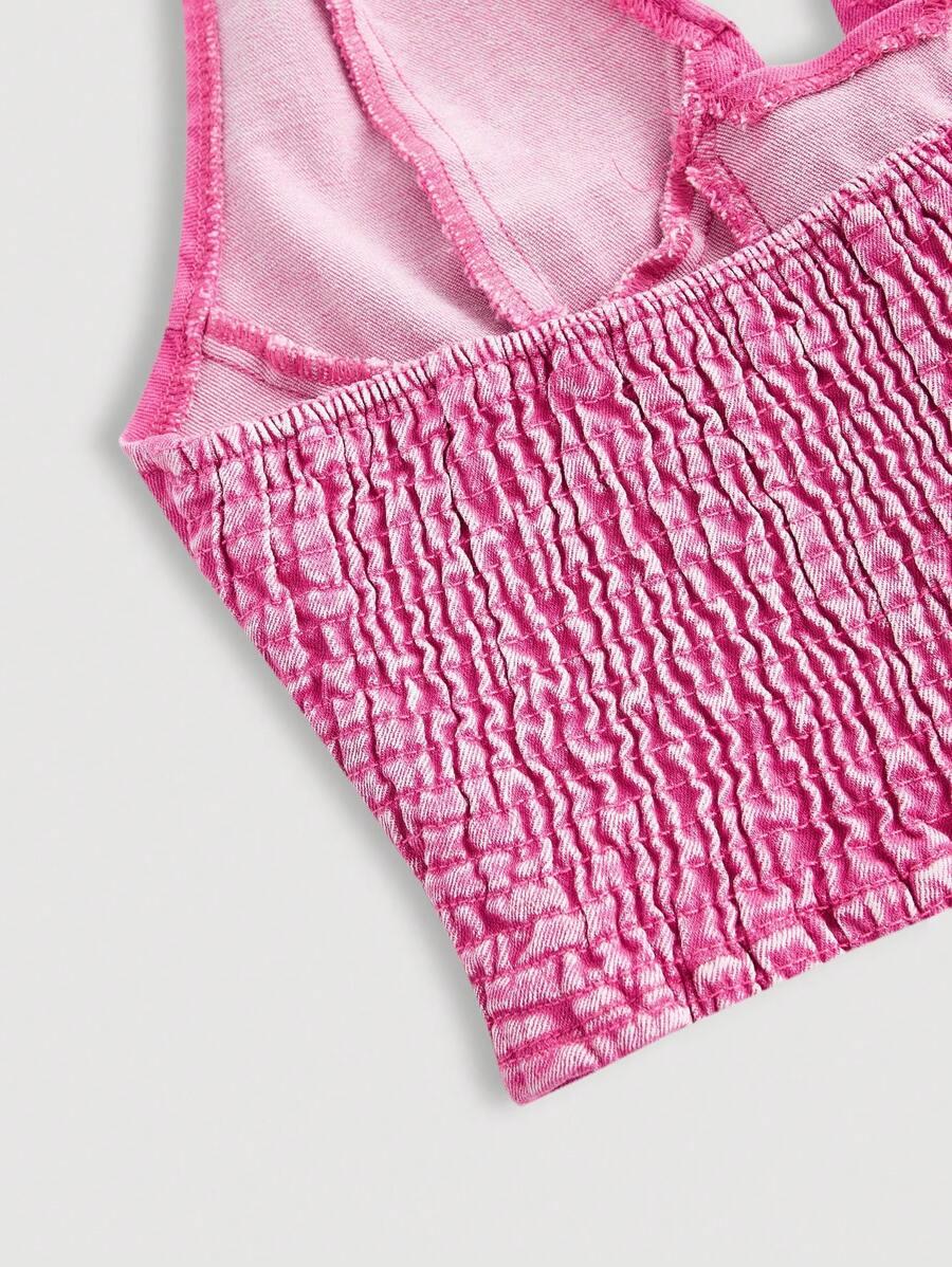 SHEIN RÓŻOWY JEANSOWY TOP S06__L