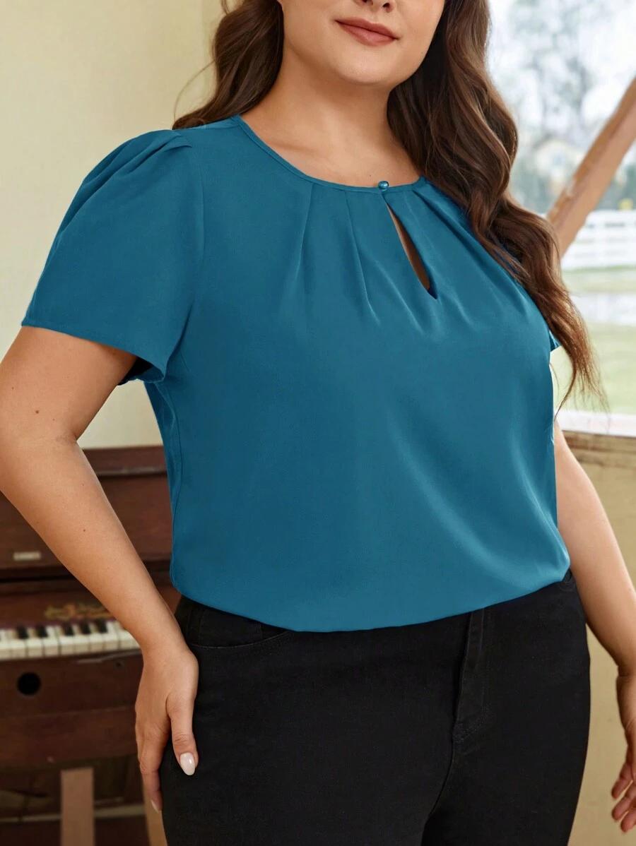 SHEIN NIEBIESKA BLUZKA Z KRÓTKIM RĘKAWEM S06__50