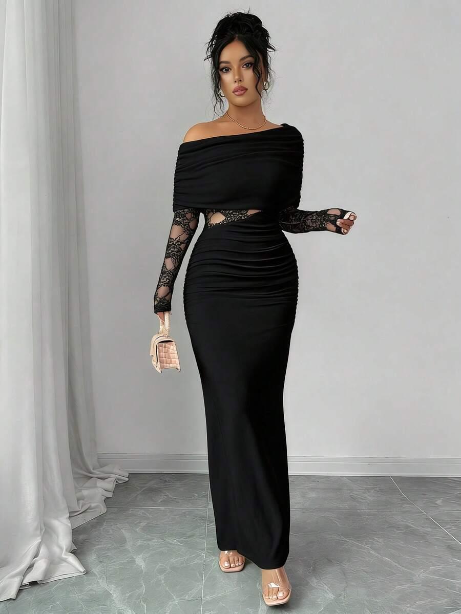 SHEIN CZARNA MAXI SUKIENKA S06__L