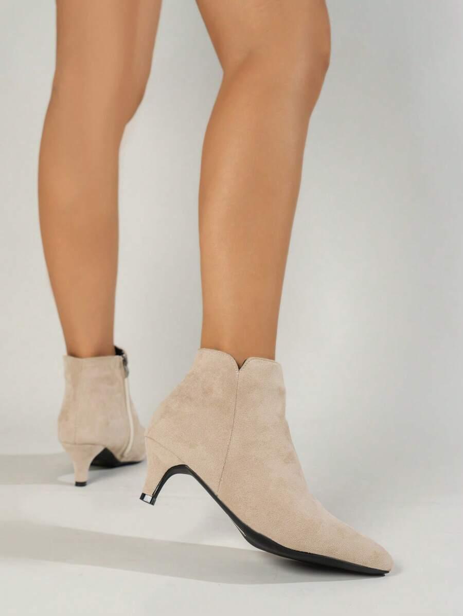 SHEIN BEŻOWE BOTKI IMITACJA ZAMSZU W01__39