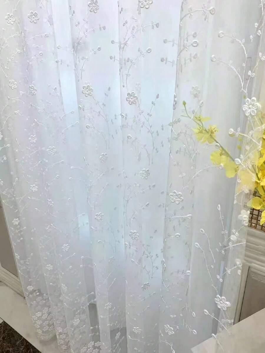 SHEIN BIAŁA FIRANKA KWIATY S07__140X245