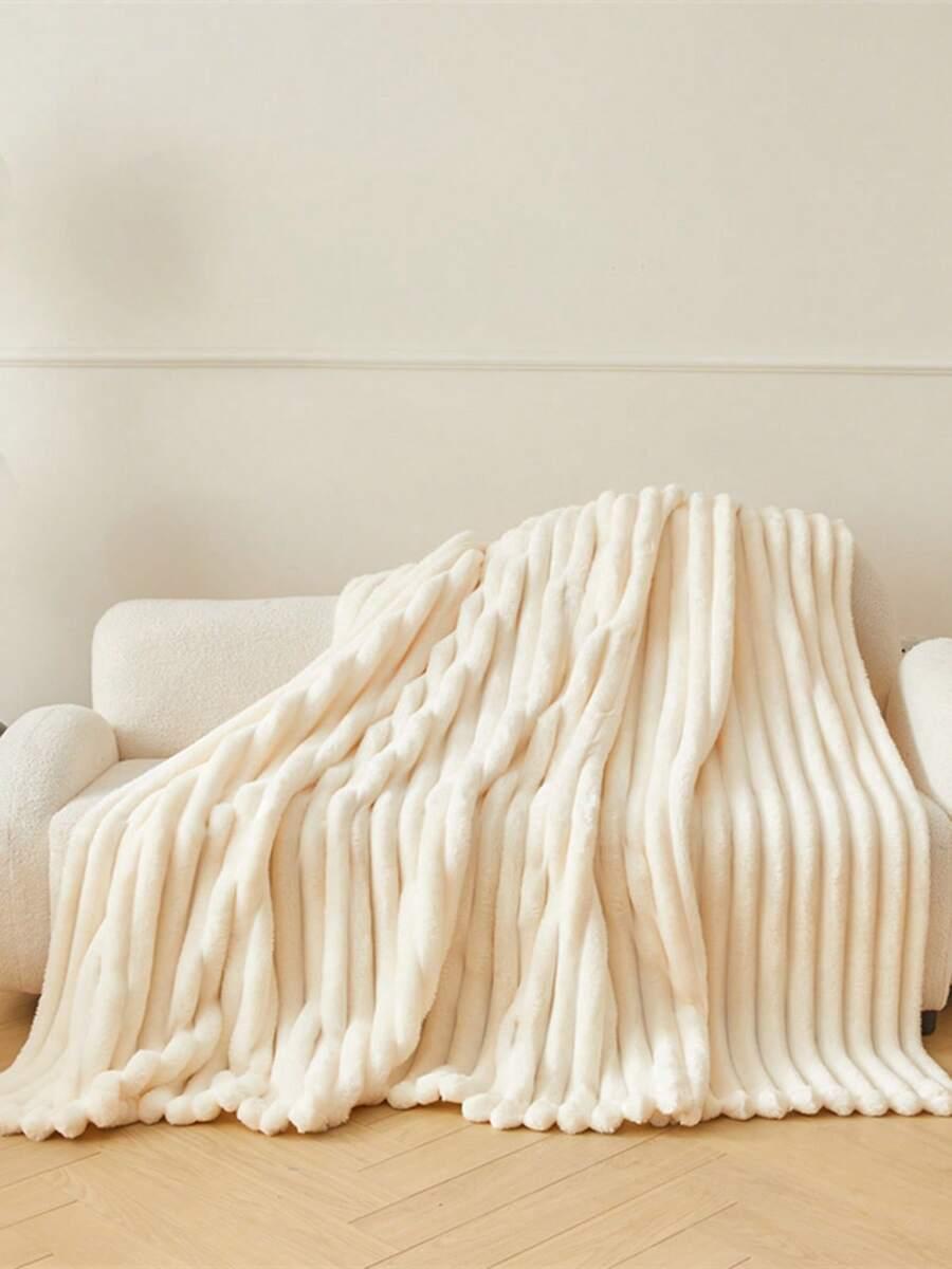 SHEIN BEŻOWY KOC NA ŁÓŻKO S07__229X229