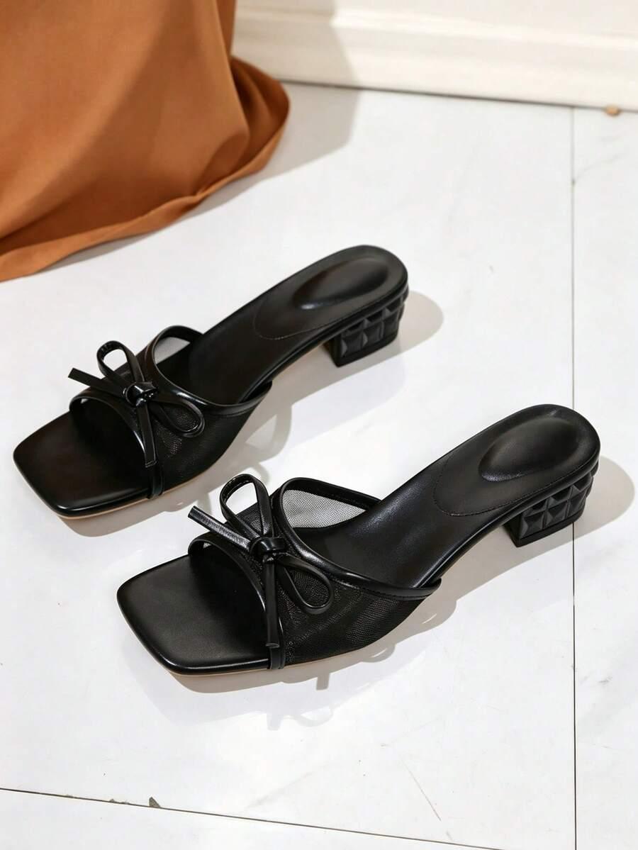 SHEIN CZARNE KLAPKI KOKARDA S06__36