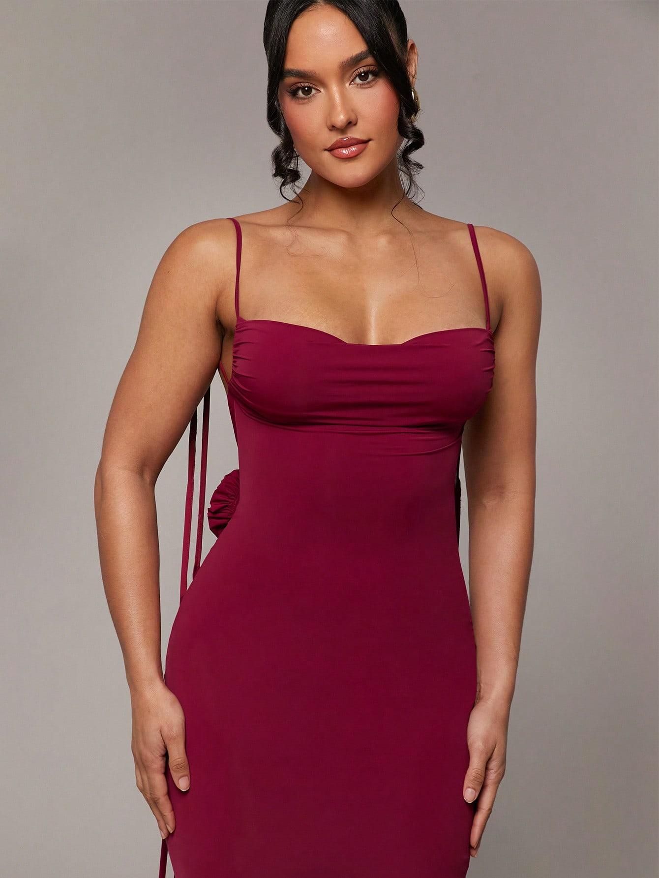 SHEIN BORDOWA SUKIENKA ODKRYTE PLECY S06__XS