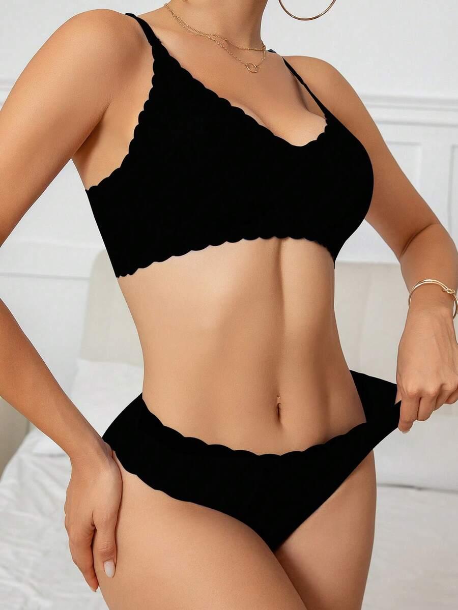 SHEIN KOMPLET BIELIZNY BIUSTONOSZ MAJTKI 4-PACK S09__L