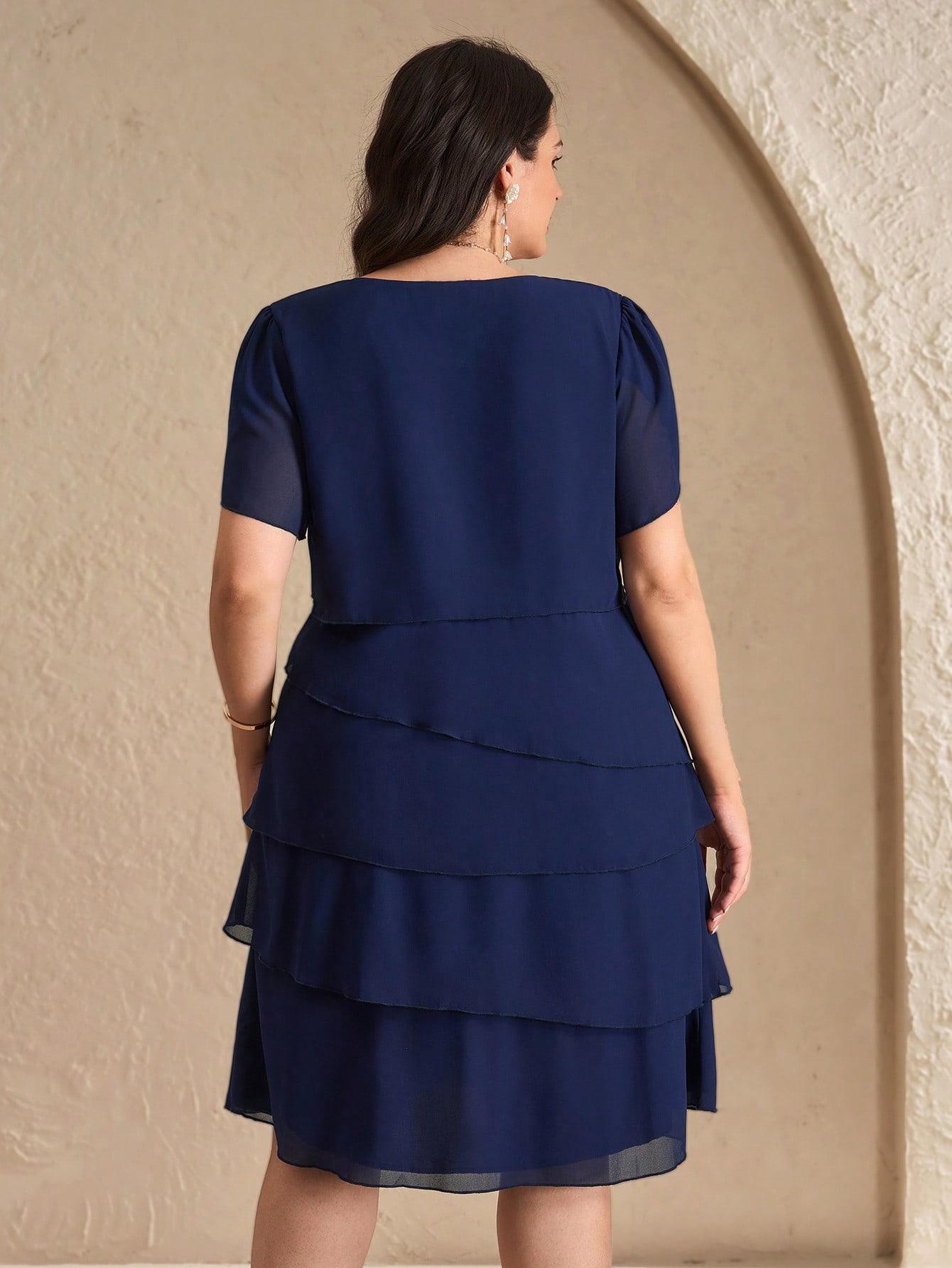 SHEIN GRANATOWA SUKIENKA Z KRÓTKIM RĘKAWEM S06__48