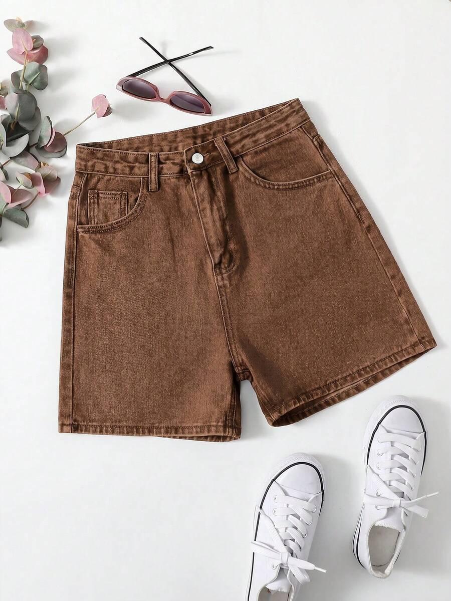 SHEIN BRĄZOWE SPODENKI JEANS PK01__M