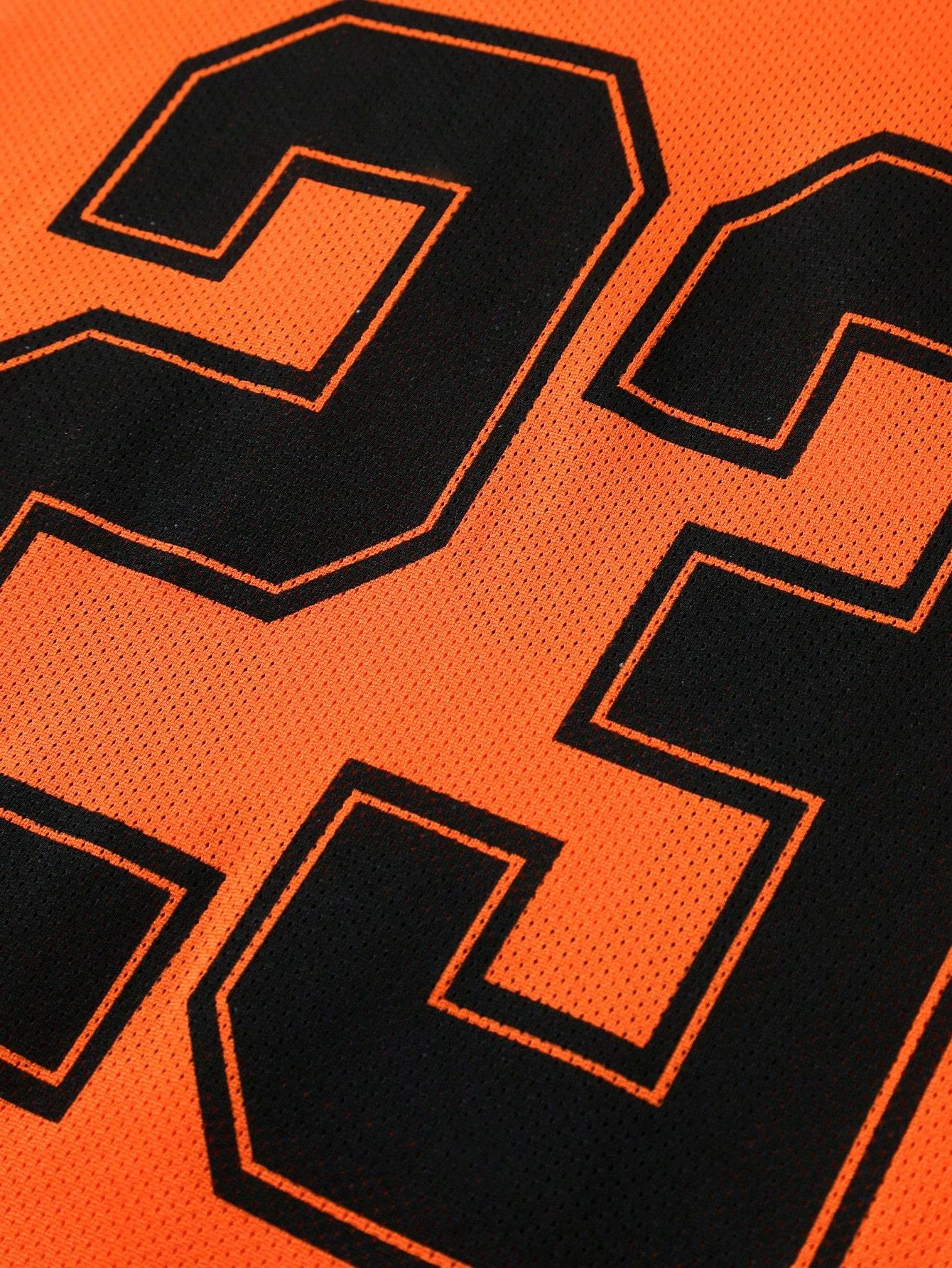 SHEIN POMARAŃCZOWA KOSZULKA SPORTOWA NAPIS S06__M