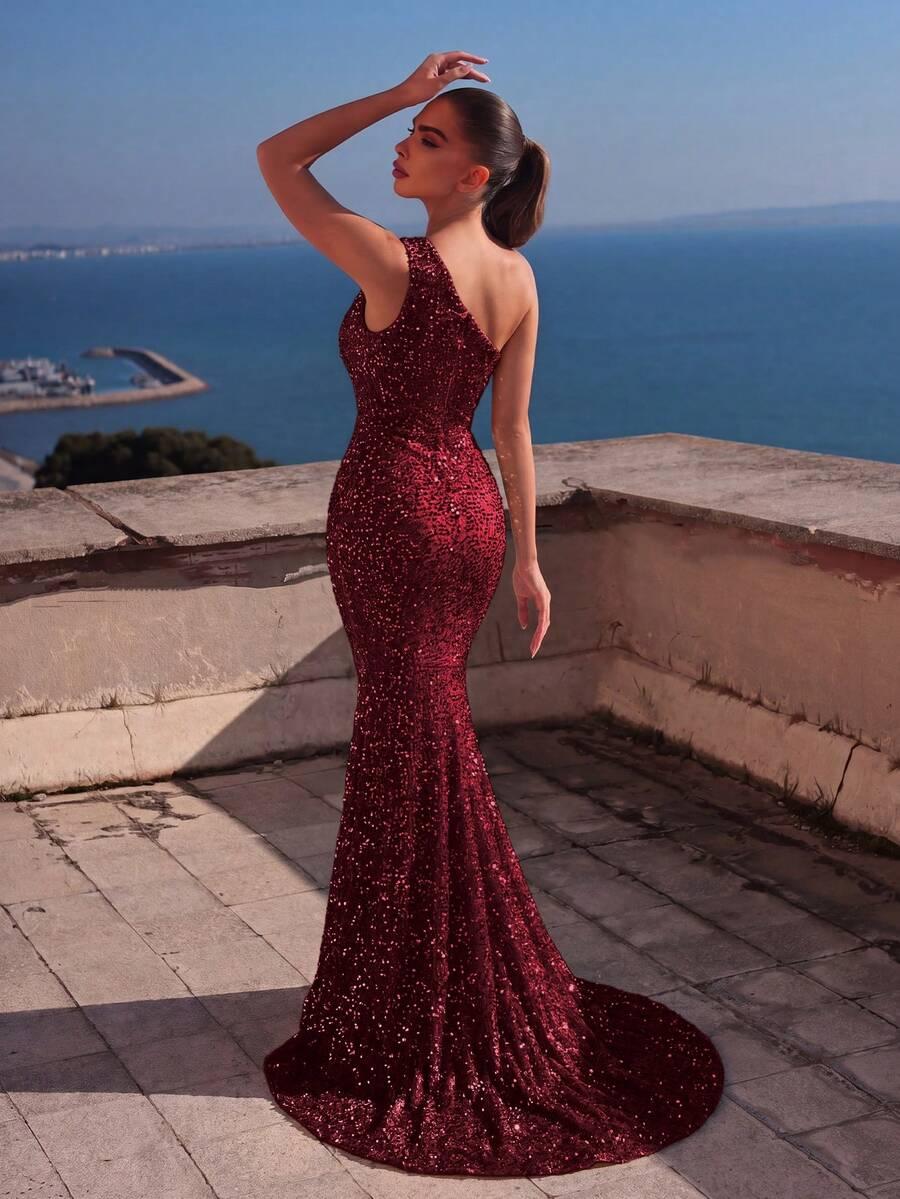 FAERIESTY CZERWONA MAXI SUKIENKA CEKINY PK01__XL