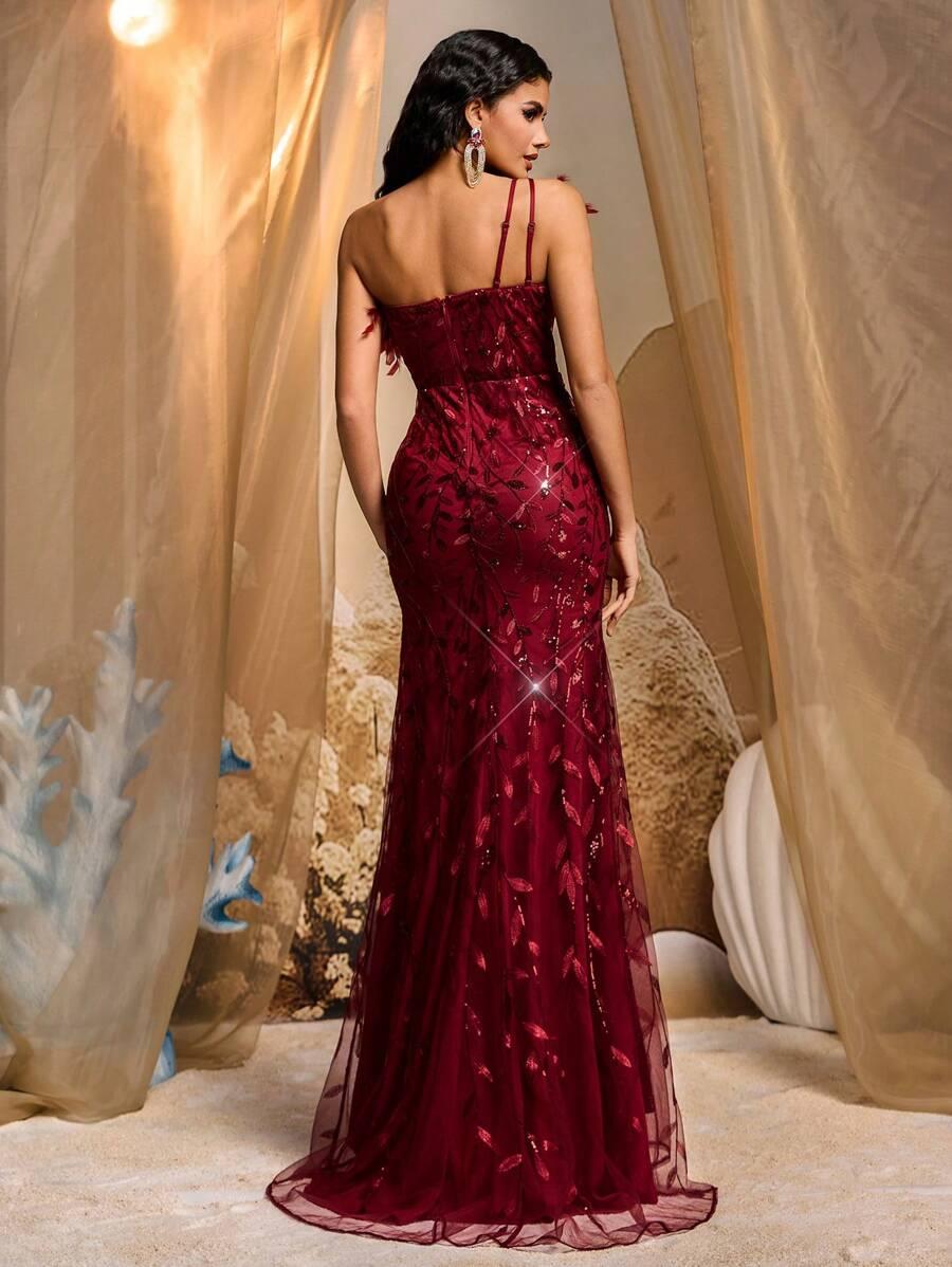 GLAMRAE BORDOWA MAXI SUKIENKA ZDOBIENIE S06__M