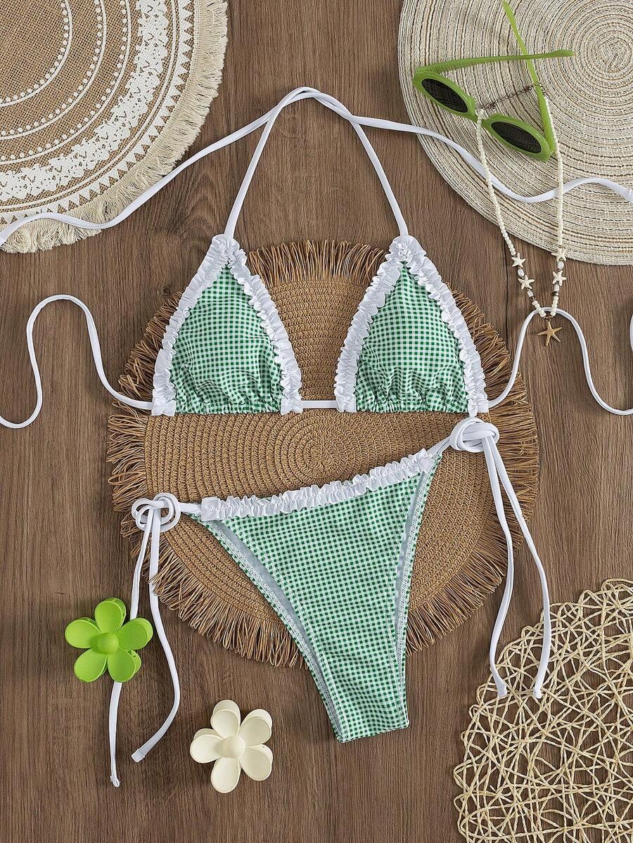 SHEIN ZIELONY DWUCZĘŚCIOWY STRÓJ KĄPIELOWY S09__XS