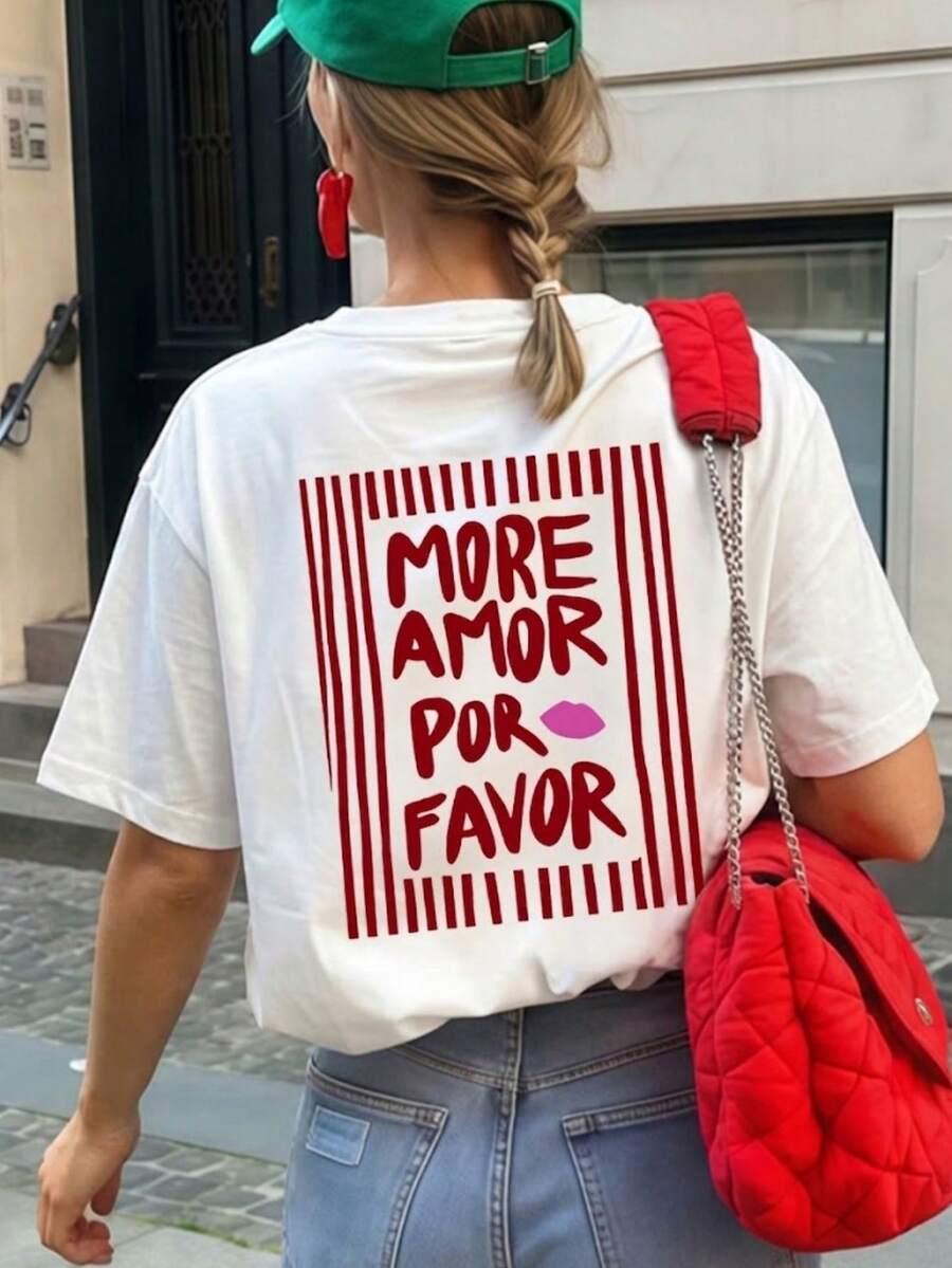 SHEIN BIAŁY T-SHIRT OKRĄGŁY DEKOLT PRINT PK01__XS
