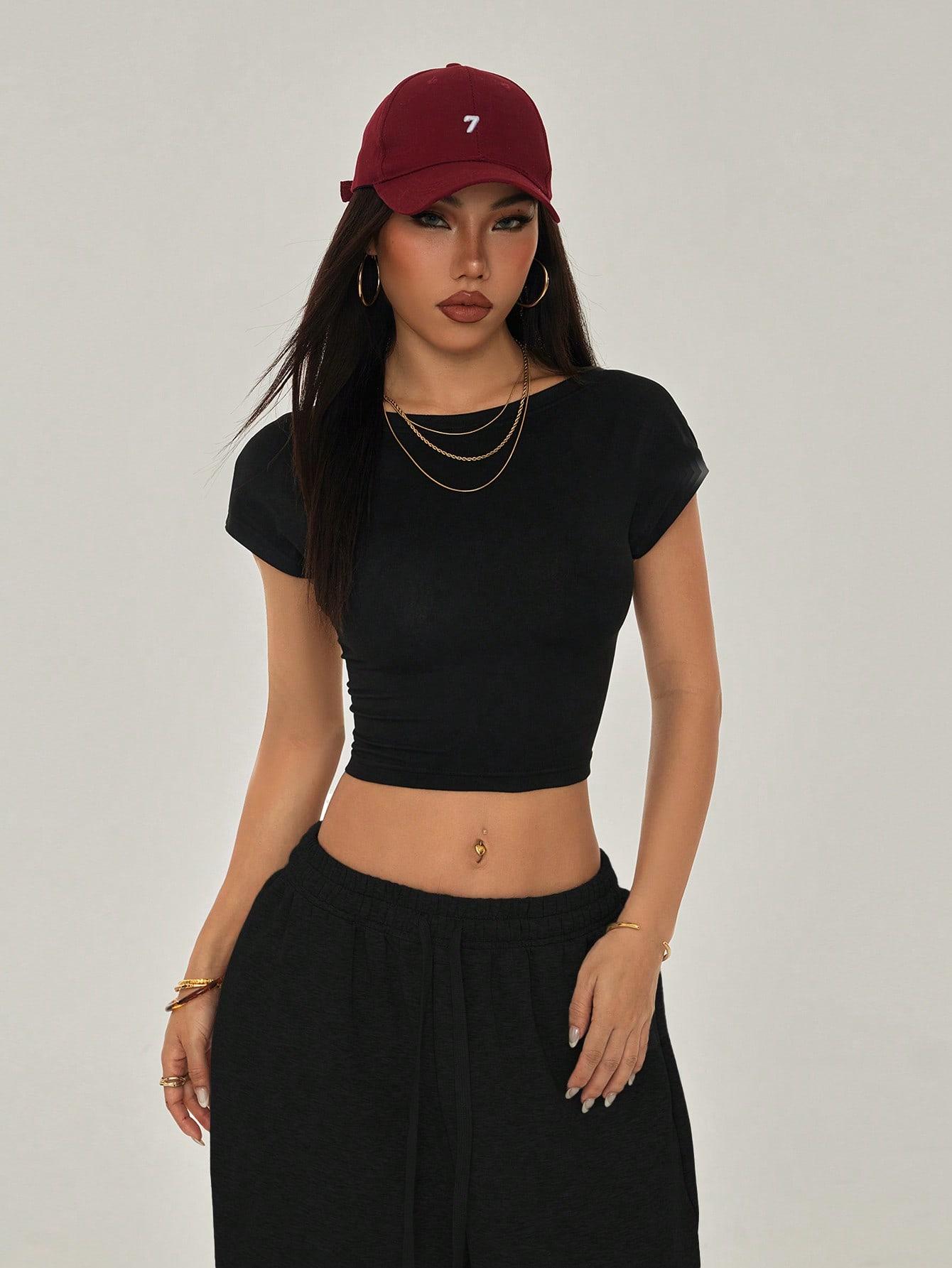 SHEIN CZARNY TOP ODKRYTE PLECY S06__XXS