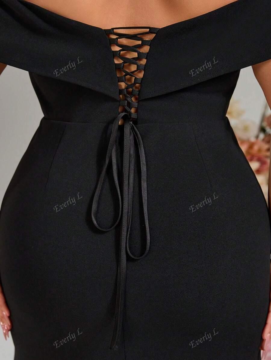 SHEIN CZARNA MAXI SUKIENKA ODKRYTE RAMIONA S06__3XL