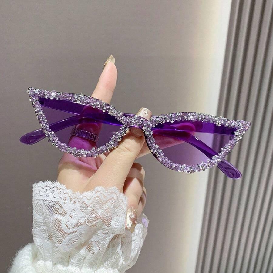 SHEIN FIOLETOWE OKULARY ZDOBIENIE S07