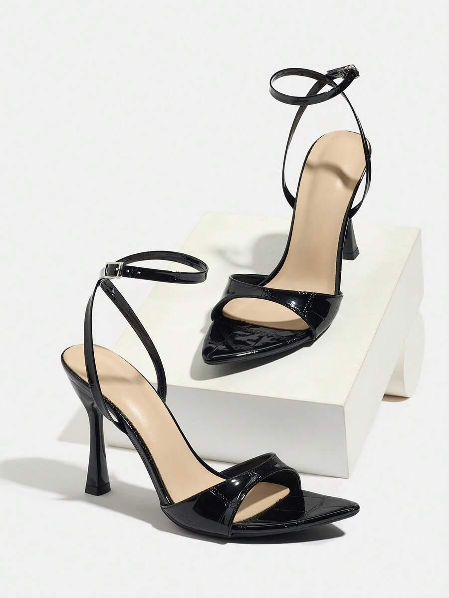 SHEIN CZARNE SANDAŁY NA OBCASIE S06__38