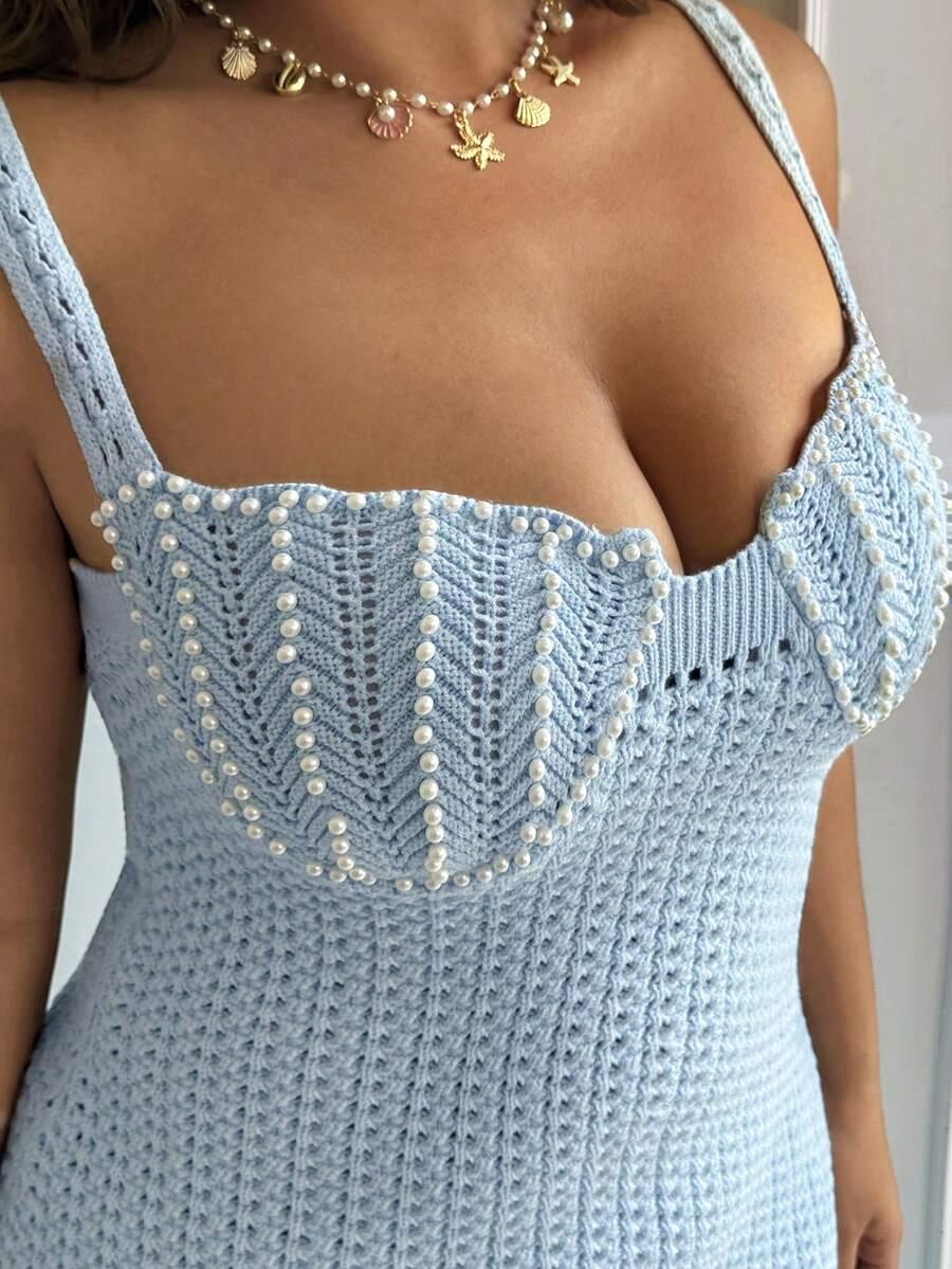 GALTYME NIEBIESKA MINI DZIANINOWA SUKIENKA ZDOBIENIE PK01__48
